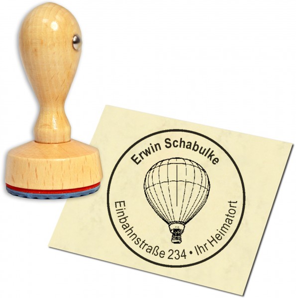 Stempel Adressstempel Holzstempel - Heissluftballon - rund 40mm