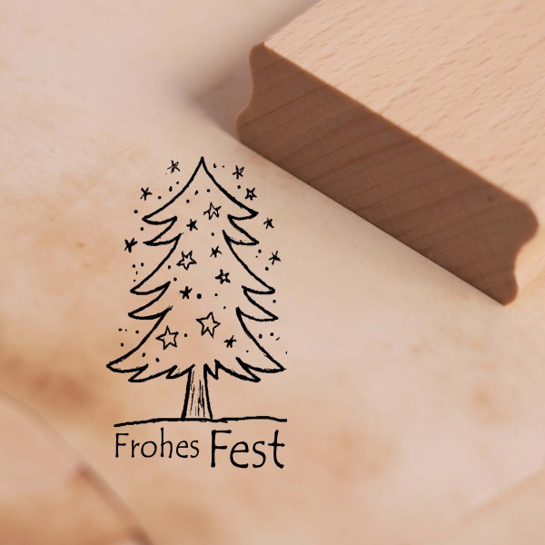 Motivstempel Frohes Fest Tannenbaum - Weihnachten Stempel Tanne 28 x 48 mm