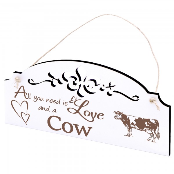 Schild Kuh Deko 20x10cm - All you need is Love and a Cow - Holz