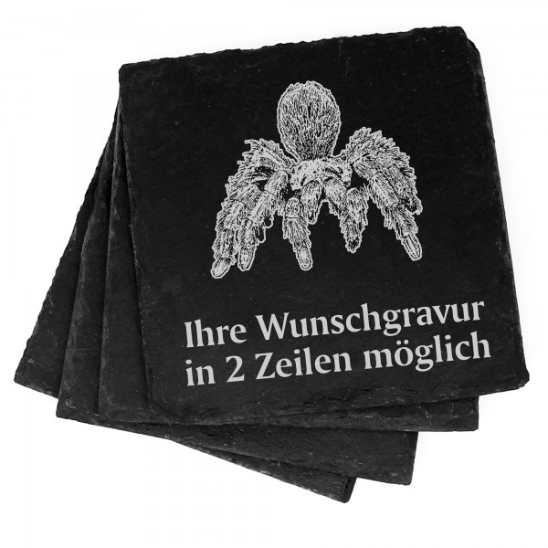 4x Tarantula Deko Schiefer Untersetzer Wunschgravur Set - 11 x 11 cm