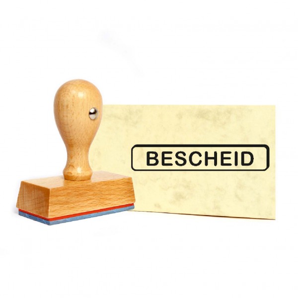 Stempel Bescheid - Holzstempel 49 x 9 mm