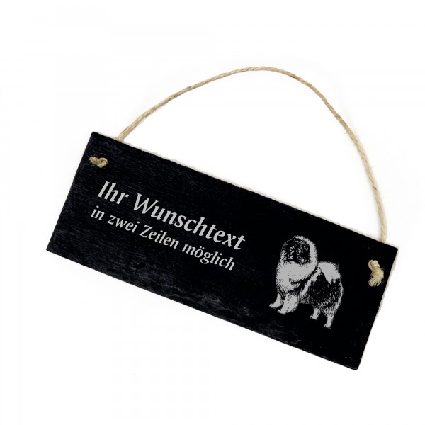Hundeschild Wolfsspitz Türschild Schiefer - personalisiert - 22cm x 8cm
