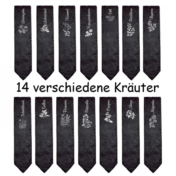 Schiefer Kräuterschilder - 14 Stück - Pflanzenschilder Pflanzstecker