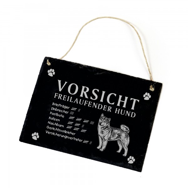 Vorsicht freilaufender Hund Shiba Inu Hundeschild Schild aus Schiefer  22cm x 16cm