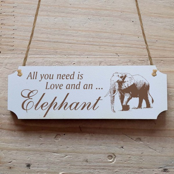 Dekoschild « All you need is Love and an Elephant » Elefant