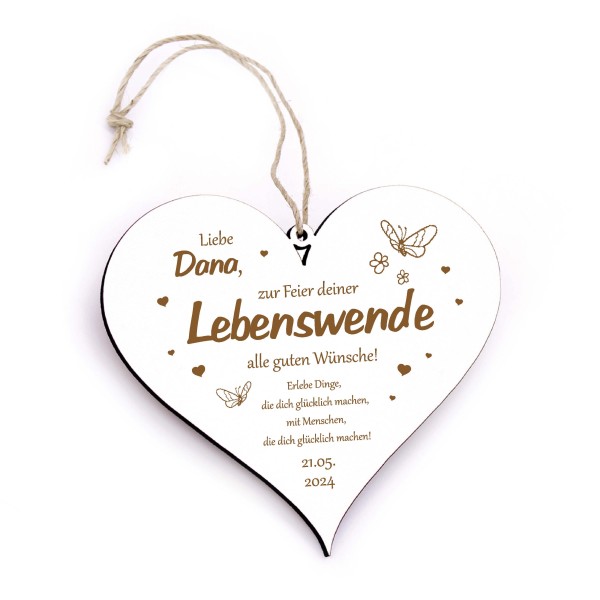 Lebenswende Segensfeier Schild Herz Geschenk mit Namen + Datum personalisiert Türschild 13 x 12 cm