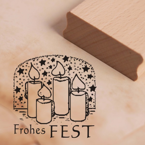 Motivstempel Frohes Fest Stempel Kerzen Adventskranz ca. 38mm x 38mm
