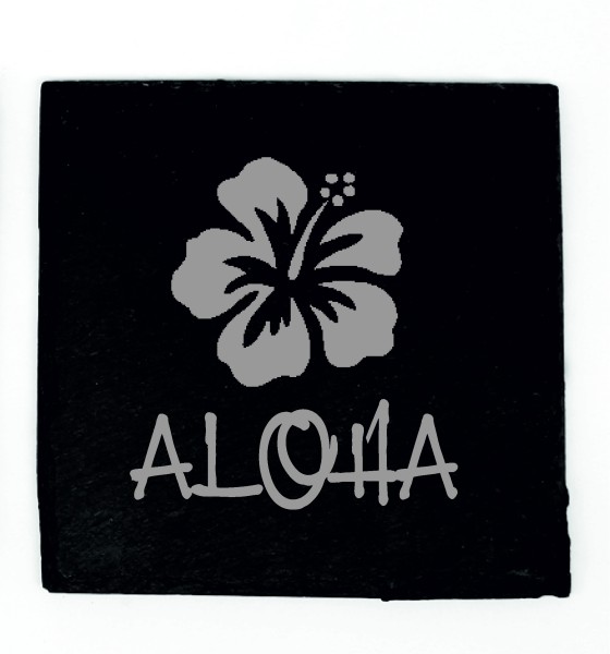 Aloha Untersetzer Schiefer Deko Hibiskus Hawaii Tassenuntersetzer Gläseruntersetzer 11x11cm