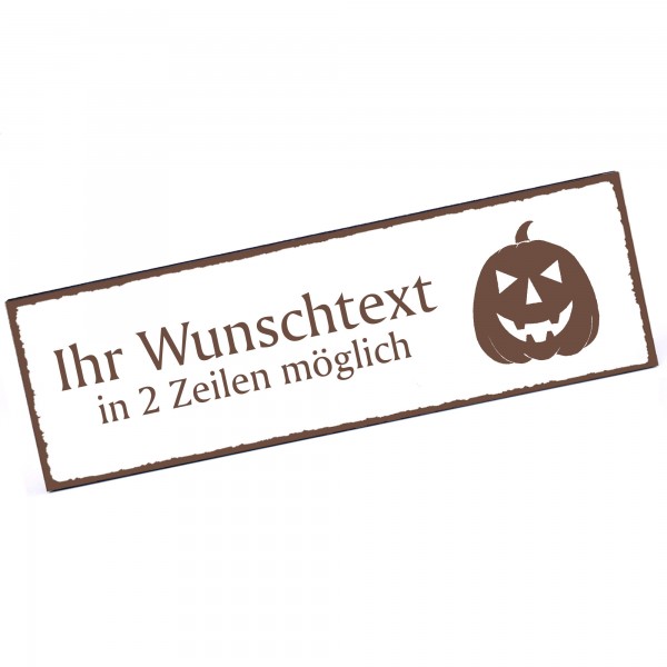 Türschild Halloween Kürbiskopf Namensschild personalisiert mit Gravur - 150mm x 50mm - selbstkleben