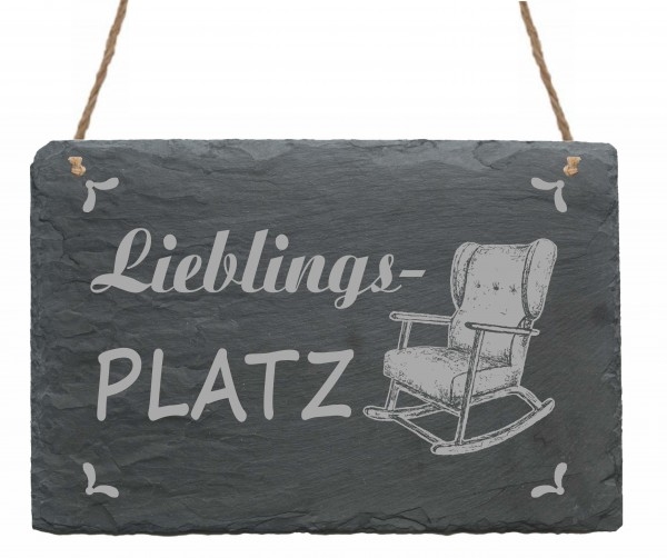 Schild Lieblingsplatz - Türschild Schaukelstuhl 22 x 16 cm