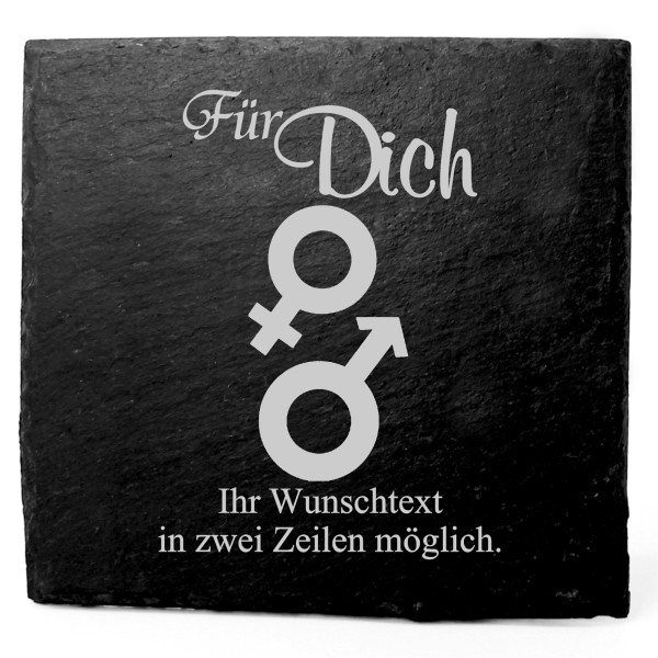 Deko Schiefer Untersetzer personalisiert Mann und Frau Symbol - Für Dich - 11x11cm