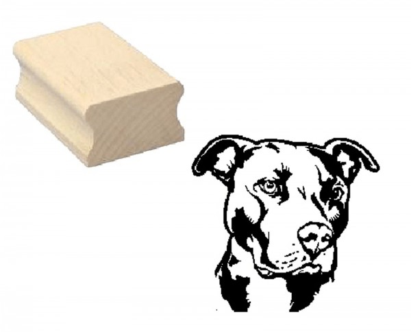 Adressstempel American Pit Bull Terrier - Holzstempel personalisiert mit Adresse - Ø 40 mm