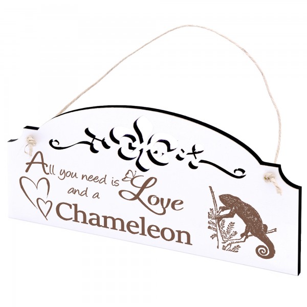 Schild Chamäleon Deko 20x10cm - All you need is Love and a Chameleon - Holz