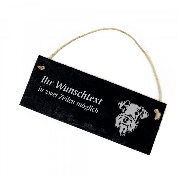 Hundeschild Airedale Türschild Schiefer - personalisiert - 22cm x 8cm