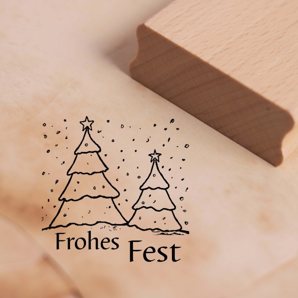 Motivstempel Frohes Fest Stempel Tannenbäume ca. 38mm x 38mm
