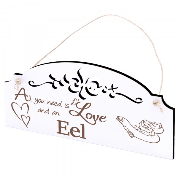 Schild Aal Deko 20x10cm - All you need is Love and an Eel - Holz