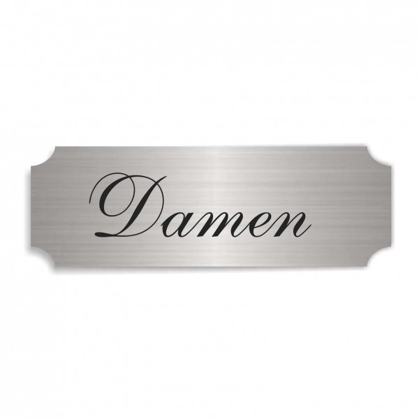 Schild « DAMEN » selbstklebend - Aluminium Look - silber