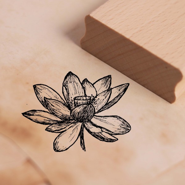 Motivstempel Lotusblume - Lotus Stempel Holzstempel 38 x 28 mm