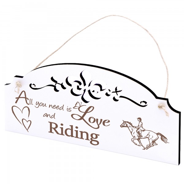 Schild Reiterin Deko 20x10cm - All you need is Love and Riding - Holz