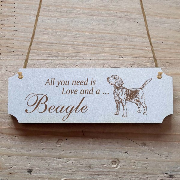 Dekoschild « All you need is Love and a Beagle » Beagle