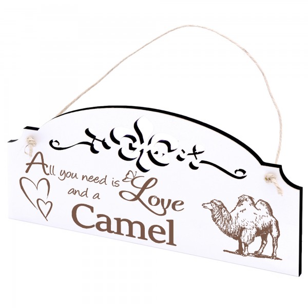 Schild Kamel Deko 20x10cm - All you need is Love and a Camel - Holz