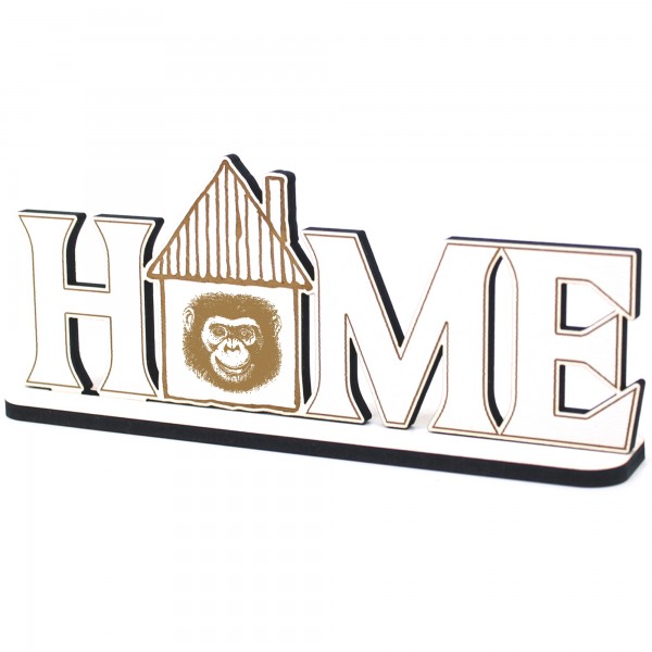 Deko Home Aufsteller Holz - Affe Schimpanse Kopf - 28x12 cm Holzdeko