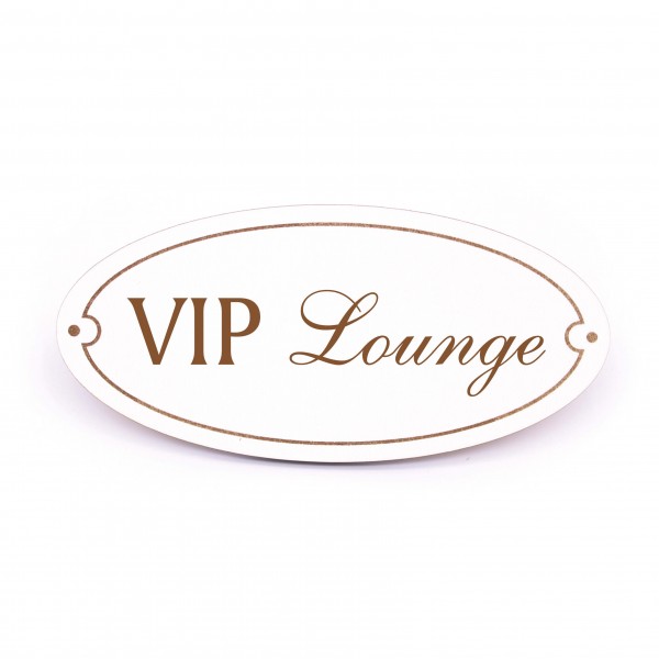 Ovales Türschild VIP Lounge - selbstklebend - 15 x 7 cm