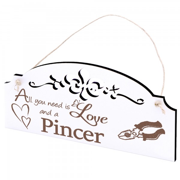 Schild Zange Deko 20x10cm - All you need is Love and a Pincer - Holz