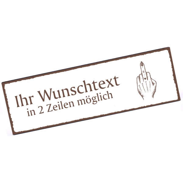 Türschild Stinkefinger Frau Namensschild personalisiert mit Gravur - 150mm x 50mm - selbstklebend