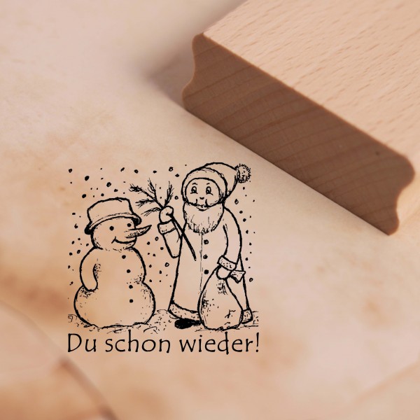 Motivstempel Du schon wieder - Schneemann und Weihnachtsmann Stempel 48 x 48 mm