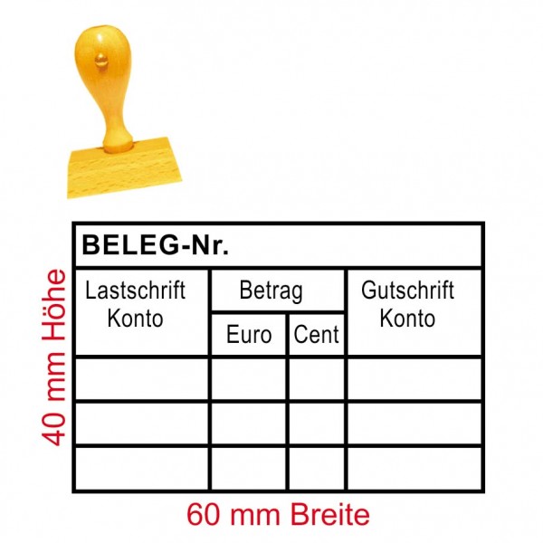 Stempel Beleg-Nr. - Tabelle Lastschrift Betrag Gutschrift Konto - 60 x 40 mm