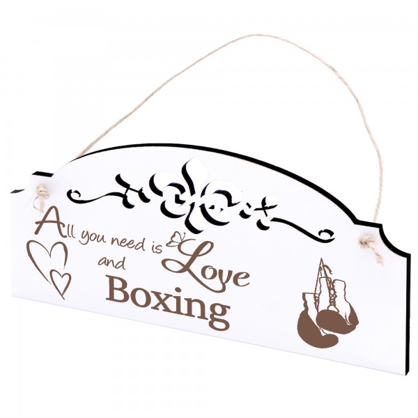 Schild Boxhandschuhe Deko 20x10cm - All you need is Love and Boxing - Holz