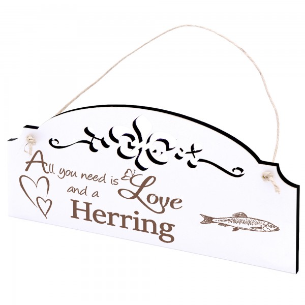 Schild Hering Deko 20x10cm - All you need is Love and a Herring - Holz