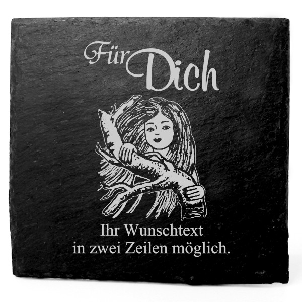 Deko Schiefer Untersetzer personalisiert Waldelfe - Für Dich - 11x11cm