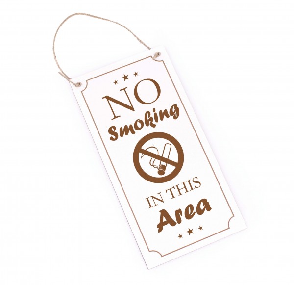 No Smoking Schild graviert - No smoking in this Area - Holz Deko Nichtraucher Türschild 10 x 20 cm