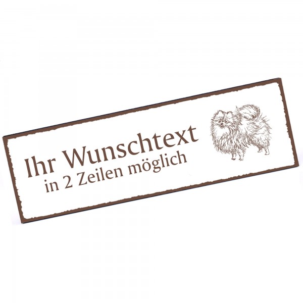 Türschild Zwergspitz Pomeranian Namensschild personalisiert mit Gravur - 150mm x 50mm - selbstklebe
