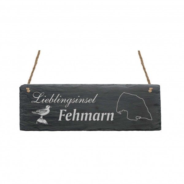 Schild « LIEBLINGSINSEL FEHMARN » 22 x 8 cm - aus Schiefer