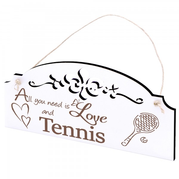 Schild Tennisschläger Deko 20x10cm - All you need is Love and Tennis - Holz