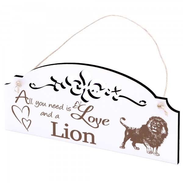 Schild Löwe Deko 20x10cm - All you need is Love and a Lion - Holz