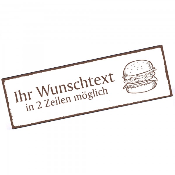 Türschild Burger Namensschild personalisiert mit Gravur - 150mm x 50mm - selbstklebend
