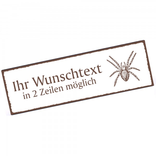 Türschild Spinne Namensschild personalisiert mit Gravur - 150mm x 50mm - selbstklebend