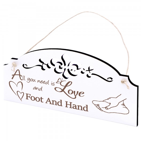 Schild Fuß und Hand Deko 20x10cm - All you need is Love and Foot And Hand - Holz