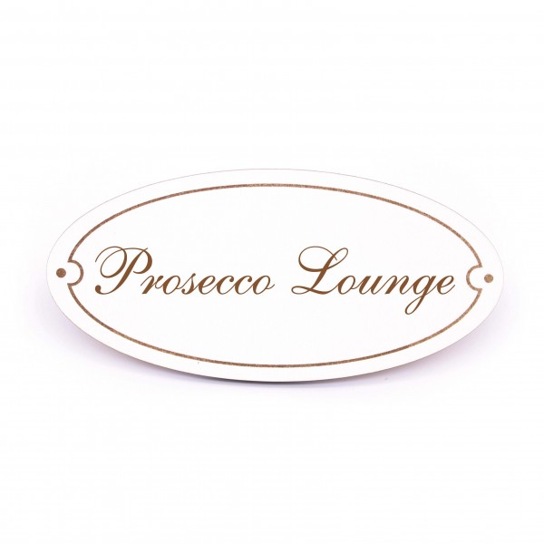 Ovales Türschild Prosecco Lounge - selbstklebend - 15 x 7 cm