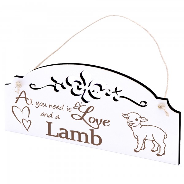 Schild Lamm Deko 20x10cm - All you need is Love and a Lamb - Holz