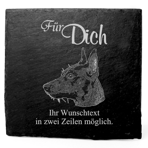 Deko Schiefer Untersetzer personalisiert Zwergpinscher - Für Dich - 11x11cm