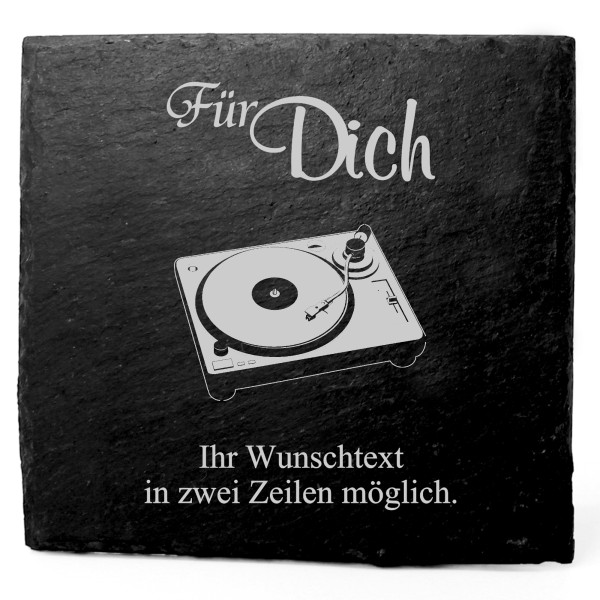 Deko Schiefer Untersetzer personalisiert Turntable - Für Dich - 11x11cm