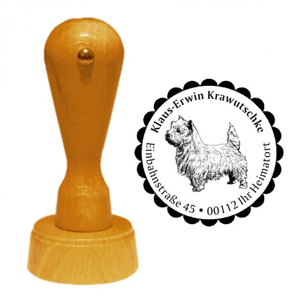 Adressstempel West Highland White Terrier - Holzstempel personalisiert mit Adresse - Ø 40 mm