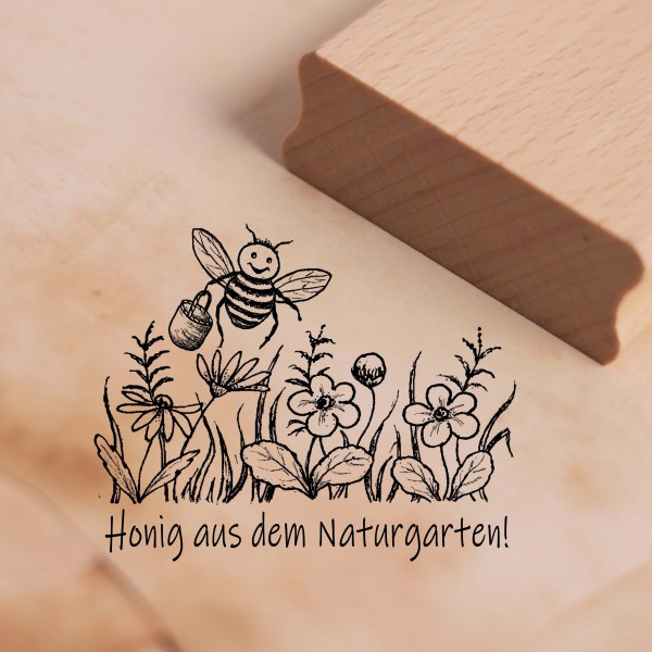 Motivstempel Honig aus dem Naturgarten Stempel Biene Blumenwiese 48 x 38 mm