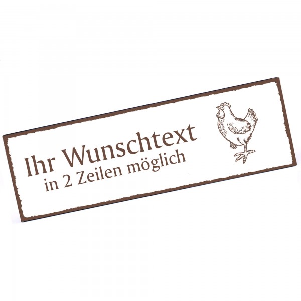 Türschild stolzes Huhn Namensschild personalisiert mit Gravur - 150mm x 50mm - selbstklebend