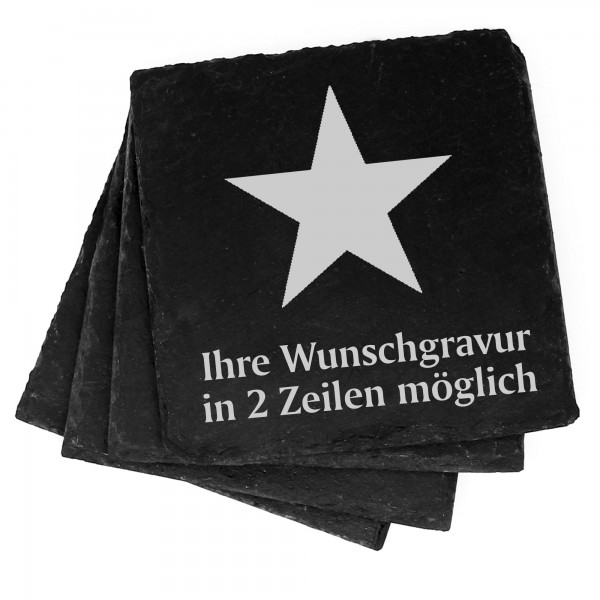 4x Stern Deko Schiefer Untersetzer Wunschgravur Set - 11 x 11 cm